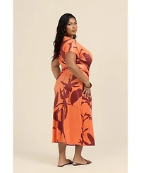 Fashion-szn Curve Plus Floral Wrap Jersey Midi Dress