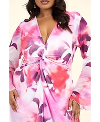 Fashion-szn Curve Women's Floral Twist Front Midi Dress