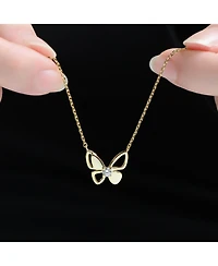 Rachel Glauber 14K Gold Plated with Clear Cubic Zirconia Butterfly Design Necklace