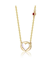 GiGiGirl 14K Gold Plated with Mother Of Pearl & Red Cubic Zirconia Heart Necklace