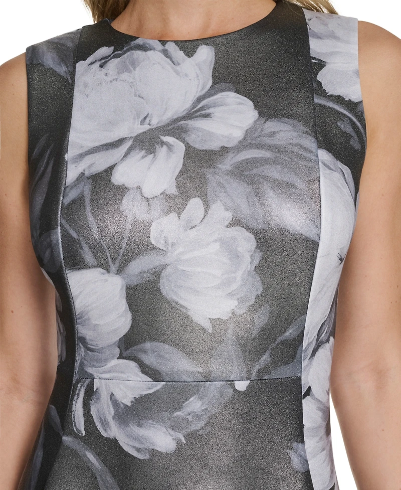 Calvin Klein Petite Foil Scuba Fit & Flare Dress