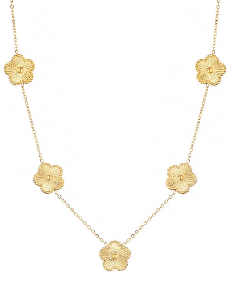 Adornia Tarnish Resistant Gold Five-Leaf Clover Station Necklace