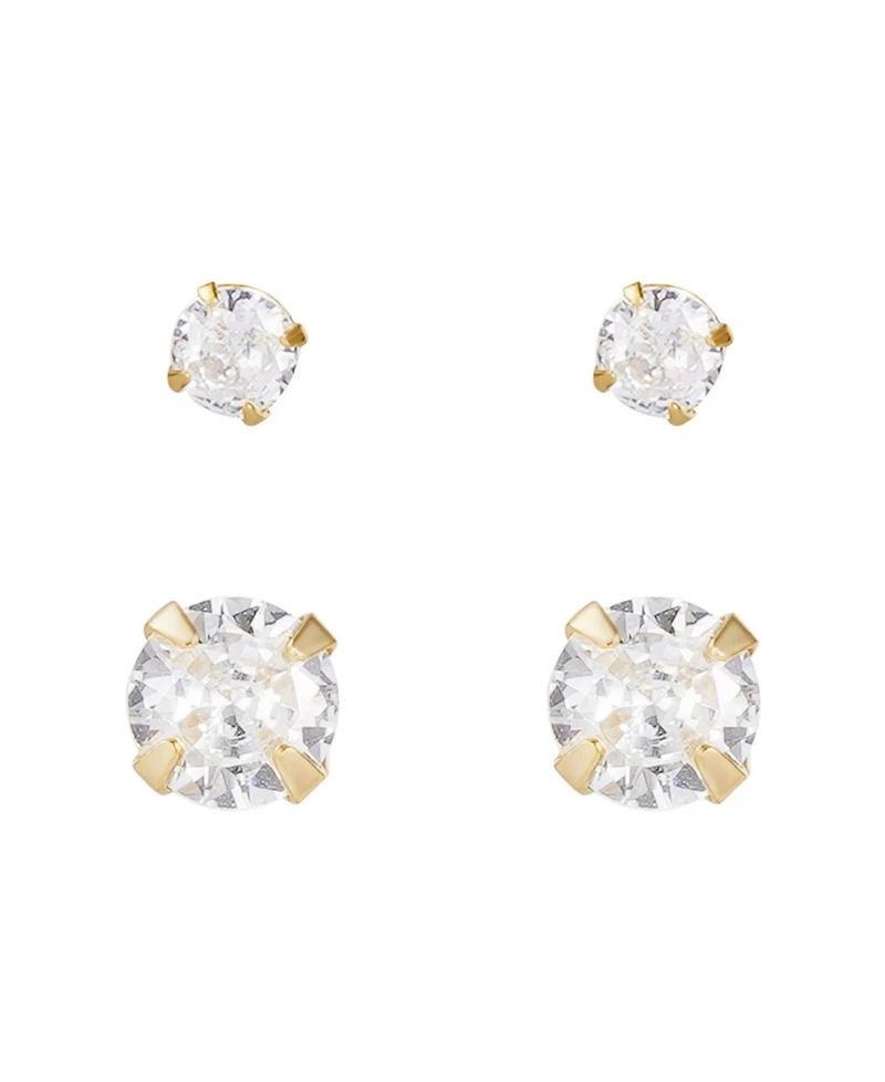 Adornia Gold Vermeil Sterling Silver Solitaire Stud Earrings Set