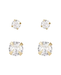 Adornia Gold Vermeil Sterling Silver Solitaire Stud Earrings Set