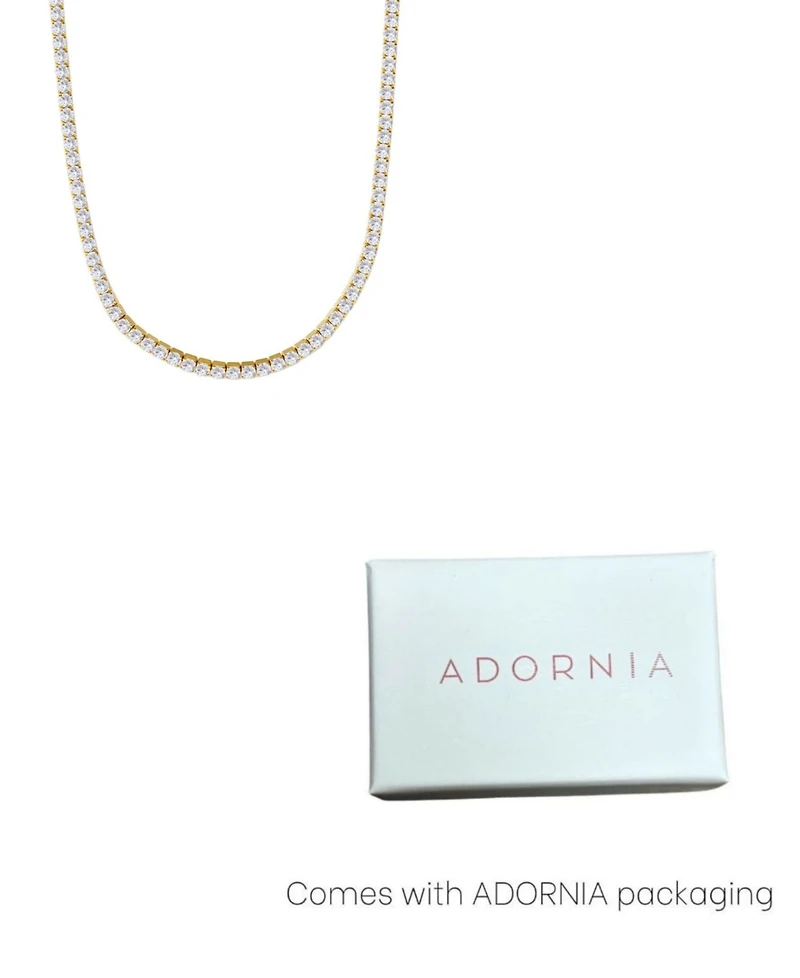 Adornia Gold Crystal 3mm Tennis Chain Necklace