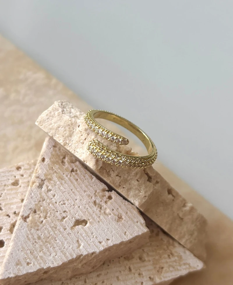 Adornia Gold Cubic Zirconia Overlapping Pave Bands