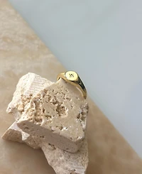 Adornia Gold Cubic Zirconia Starbust Signet Pinky Ring