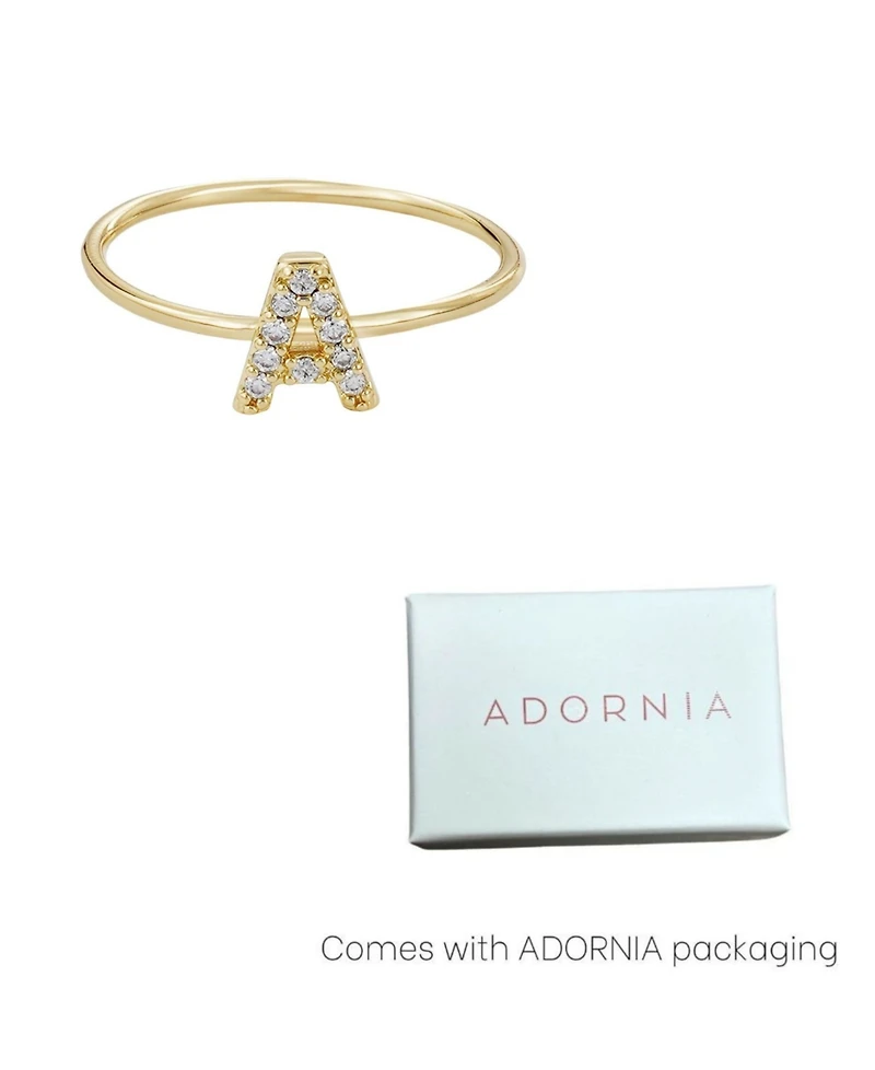 Adornia Gold Cubic Zirconia Pave Initial Ring A sz 6