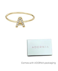 Adornia Gold Cubic Zirconia Pave Initial Ring A sz 6