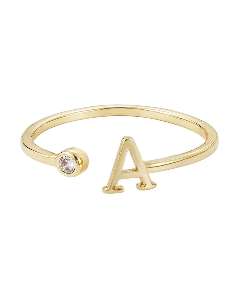 Adornia Gold Adjustable Cubic Zirconia Initial Ring