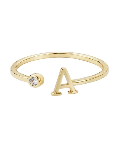 Adornia Gold Adjustable Cubic Zirconia Initial Ring