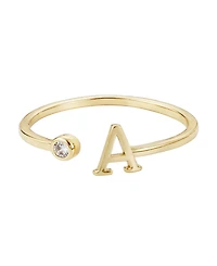 Adornia Gold Adjustable Cubic Zirconia Initial Ring