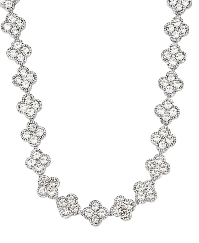 Adornia Silver Crystal Clover Link Chain Necklace