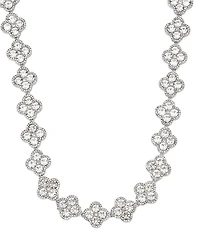 Adornia Silver Crystal Clover Link Chain Necklace