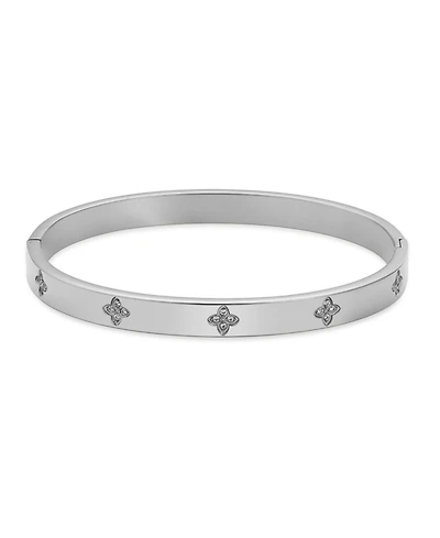 Adornia Tarnish Resistant Silver Pave Clover Cuff Bracelet