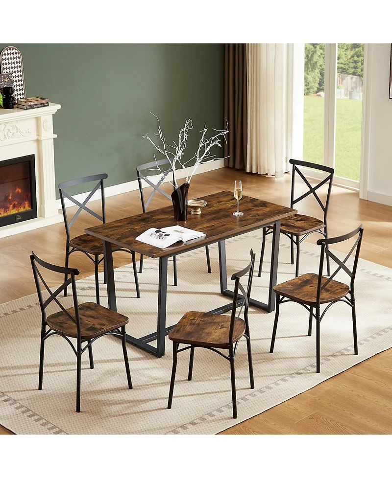 Casainc 7 Piece Dining Table Set with Chairs for Kitchen, Breakfast Nook or Living Room