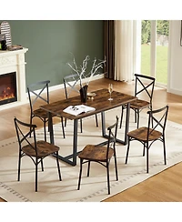 Casainc 7 Piece Dining Table Set with Chairs for Kitchen, Breakfast Nook or Living Room