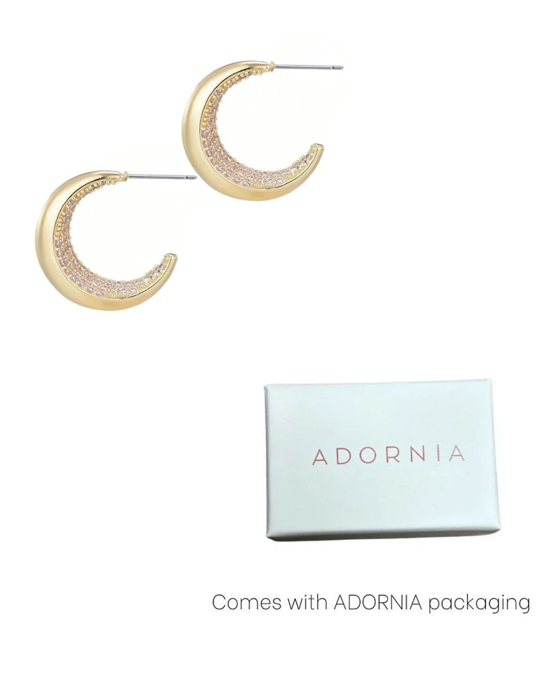 Adornia Gold Crystal Lined Hoop Earrings