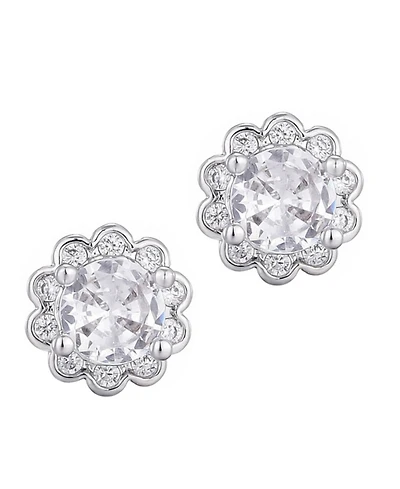 Adornia Silver Cubic Zirconia Floral Halo Stud Earrings