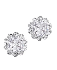 Adornia Silver Cubic Zirconia Floral Halo Stud Earrings