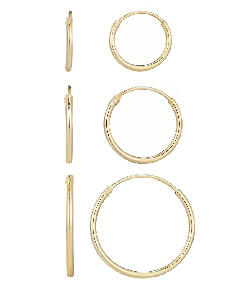 Adornia Gold Vermeil Sterling Silver Endless Hoop Earrings Set