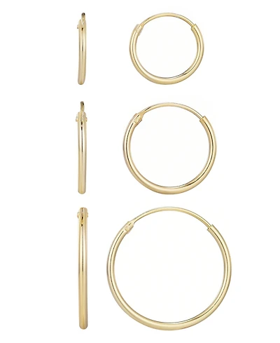 Adornia Gold Vermeil Sterling Silver Endless Hoop Earrings Set