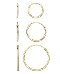 Adornia Gold Vermeil Sterling Silver Endless Hoop Earrings Set