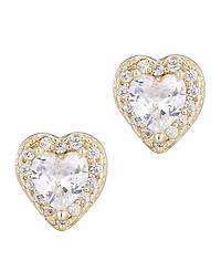 Adornia Gold Cubic Zirconia Heart Halo Stud Earrings