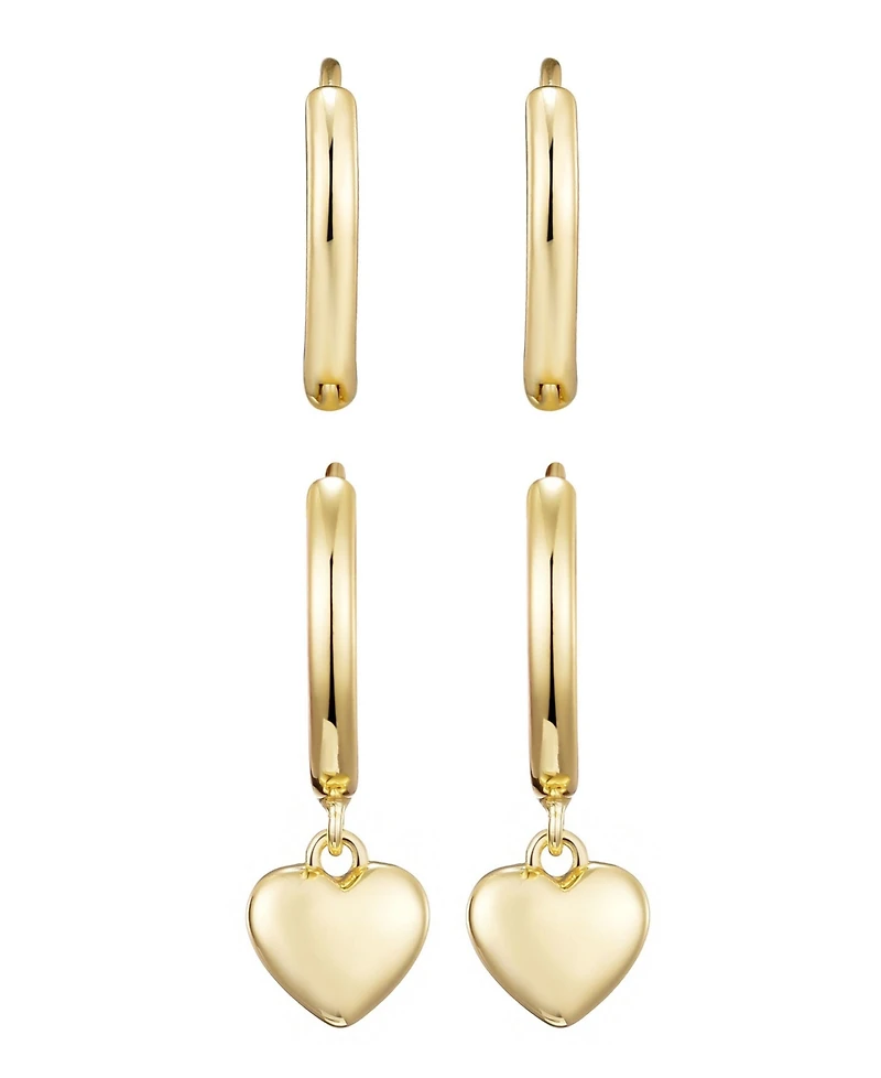 Adornia Gold Heart Huggie Earring Set