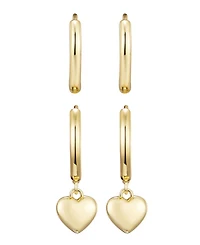 Adornia Gold Heart Huggie Earring Set
