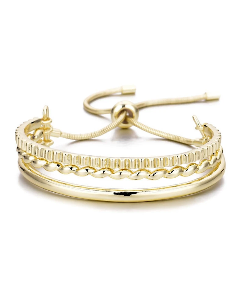 Adornia Gold Plated Adjustable Three-Line Cuff Bolo Bracelet