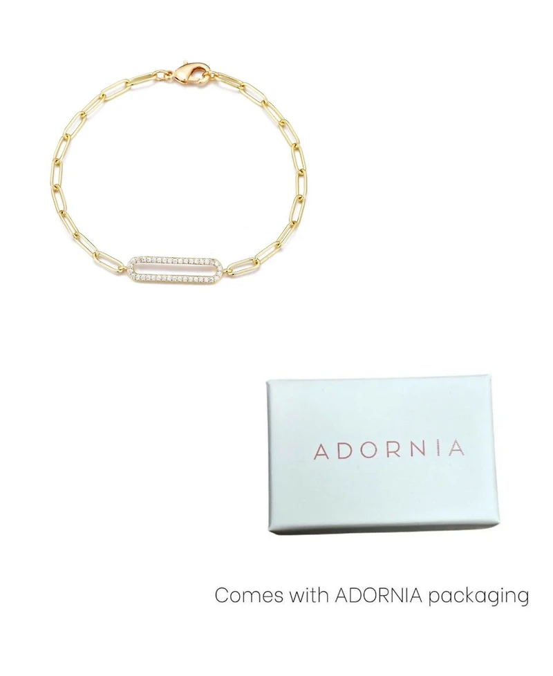 Adornia Gold Cubic Zirconia Elongated Pave Link Bracelet