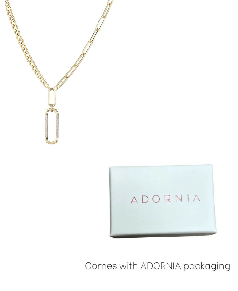 Adornia Gold Cubic Zirconia Mixed Chain Oval Pendant Necklace