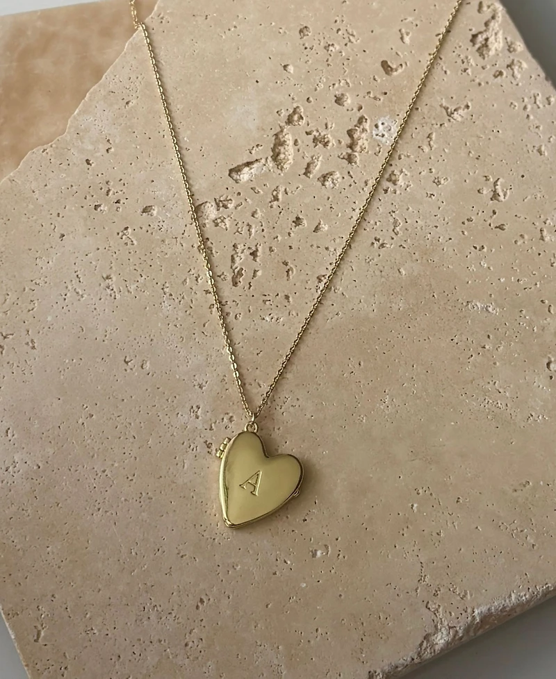 Adornia Gold Initial Heart Locket Necklace
