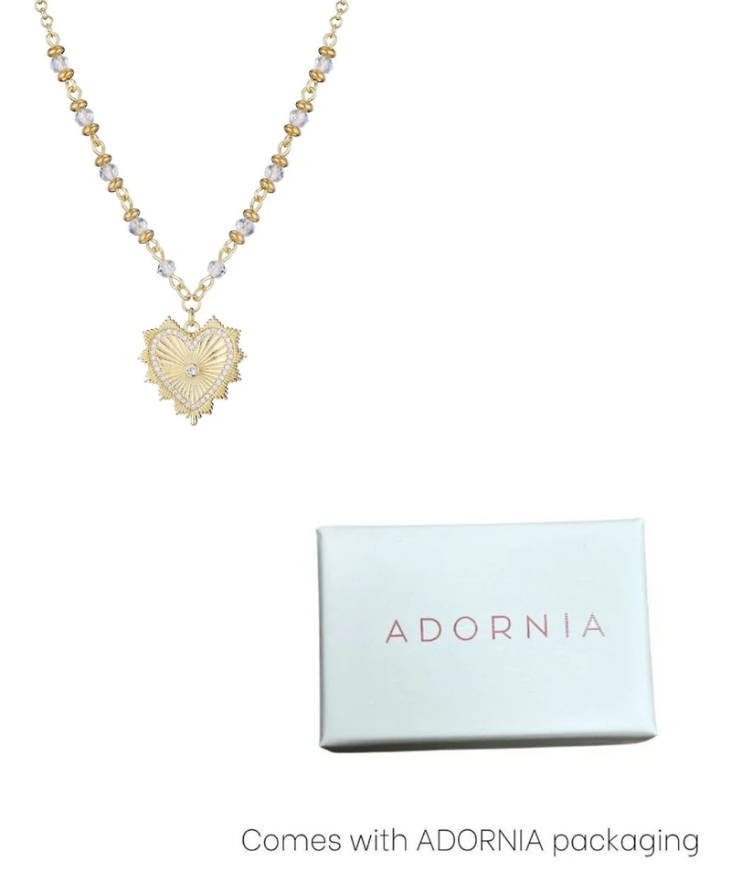Adornia Gold Cz Heart Necklace with Rosary Chain