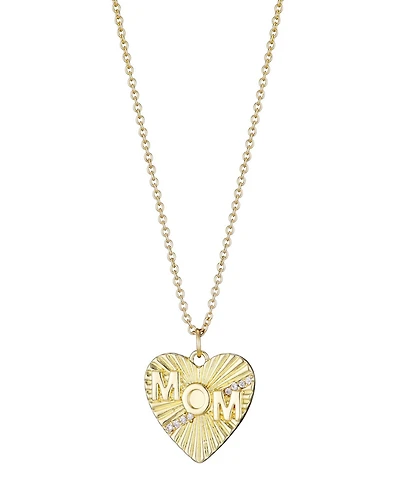 Adornia Gold Cubic Zirconia Fluted Heart Mom Necklace