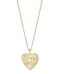 Adornia Gold Cubic Zirconia Fluted Heart Mom Necklace