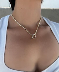 Adornia Gold Crystal Toggle Tennis Necklace