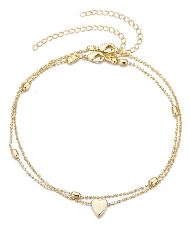 Adornia Gold Heart Adjustable Anklet Set