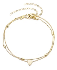 Adornia Gold Heart Adjustable Anklet Set