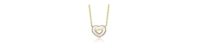 GiGiGirl 14K Gold Plated with White Mother Of Pearl or Purple Enamel & "Love" Inscription Heart Design Necklace