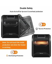 Costway Portable Electric Space Heater 1500W 12H Timer Led Remote Control Room Office