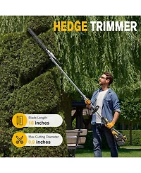 4-in-1 40V Max Power Cordless Electric Brush Cutter, String Trimmer, Pole Saw & Hedge Trimmer with 2× 4.0Amh Batteries and Charger