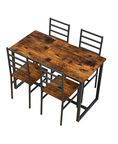 Casainc 5 Piece Dining Table and Chair Set with Metal Frame and Wooden Top