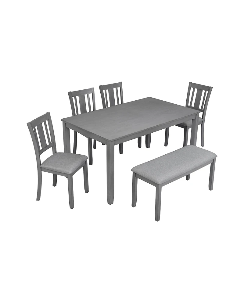 Casainc 6 Piece Dining Table Set with Rectangular Table, 4 Chairs and Bench for Dining Room
