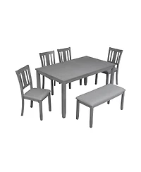 Casainc 6 Piece Dining Table Set with Rectangular Table, 4 Chairs and Bench for Dining Room