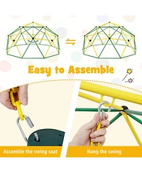 Gymax Climbing Dome w/ Swing 10FT Kids Jungle Gym Monkey Bar Climbing Toys for Outdoor