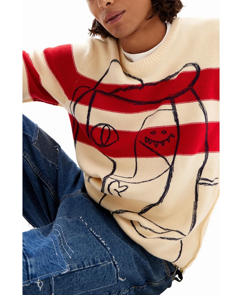 Desigual Men's Striped sweater with pattern.