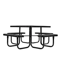 Outdoor Square Steel Picnic Table Weather Resistant Patio Dining Furniture Set