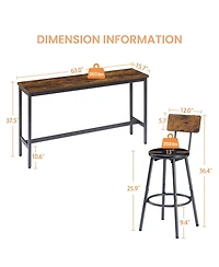 Casainc Long Bar Table Set with 3 Upholstered Stools for Kitchen, Dining or Banquet Hall